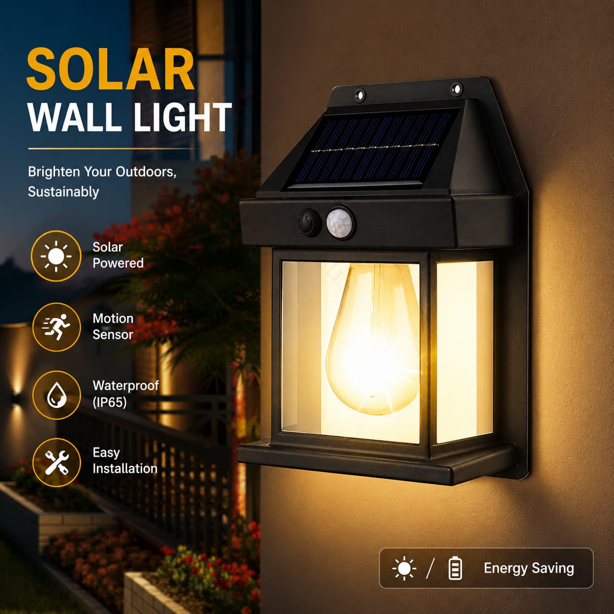 1PCS LED Solar Wall Lamp Outdoor Waterproof Up And Down Luminous Lighting Garden Decoration Solar Lights Stairs Fence Sunlight Lamp